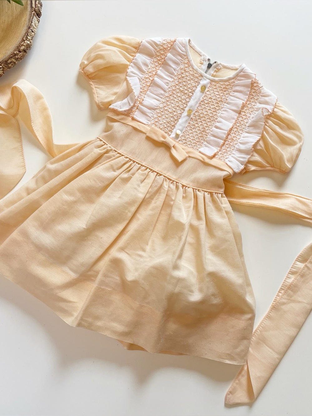 Vintage Antique Peach Hoop Skirt Dress | 1-2 Year